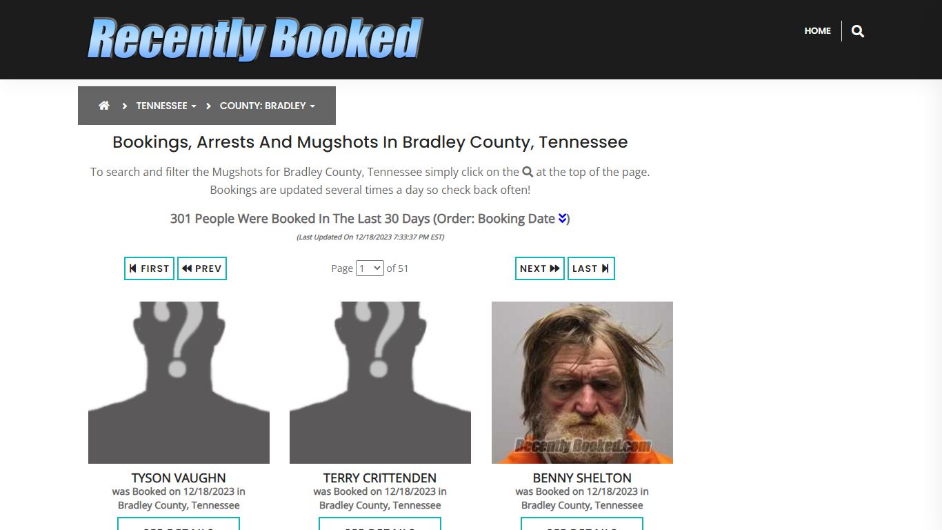 Bookings, Arrests and Mugshots in Bradley County, Tennessee